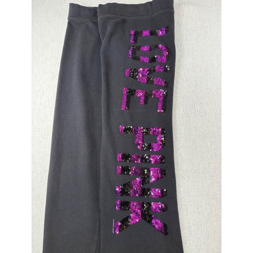 Y2K Victoria's Secret PINK Sequin Shirt and Sweatpants Set Black Purple XS/S - Picture 6 of 13